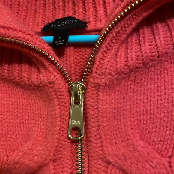 Talbots Pink Cable Knit Zip-Up Sweater - Picture 4 of 5